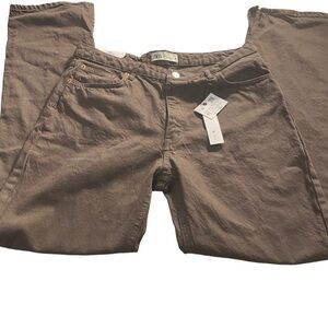 Zara Signature Denim 90’s Slim Split Hem Jeans in Sweet Mocha Sz 10 NWT